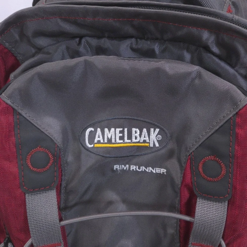 CamelBak Rim Runner Hydration Backpack w/ Bladder D-Fit Red Grey Hiking Trail